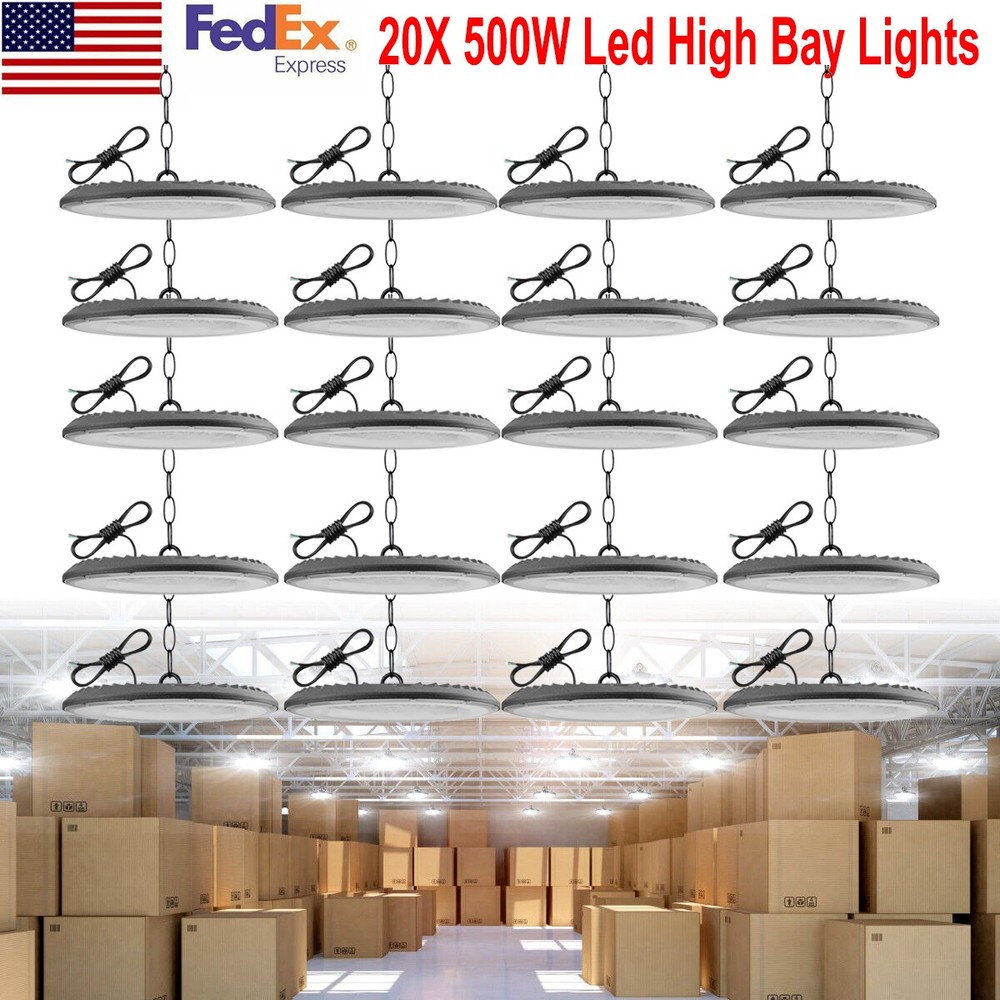 20Pcs 500W UFO Led High Bay Light Commercial Industrial Warehouse Garage Light