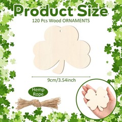 120 Pcs Wooden St. Patrick’s Crafts Shamrock Ornament to Paint DIY Unfinished