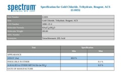 NEW & SEALED 10g Gold Chloride Trihydrate Reagent ACS G1025 ‘Spectrum Chemicals’
