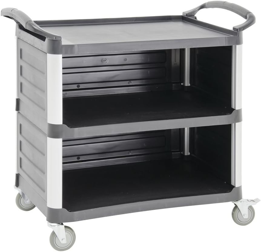 HUBERT Service Cart with Open Front Black Plastic