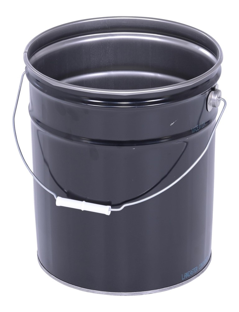 Vestil PAIL-STL-RI Steel Open Head Pail with Handle, 5 gallon One Size, Black