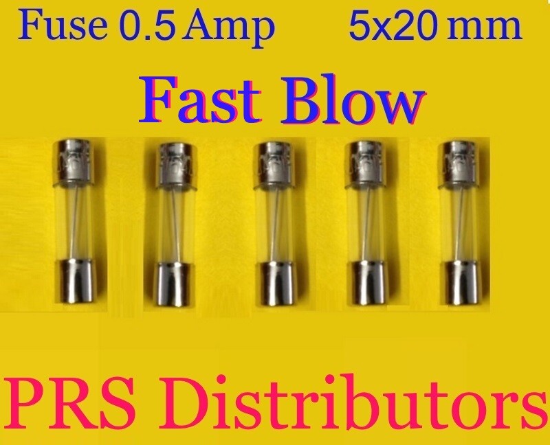 Fuse 0.5A 250V 5X20mm FAST BLOW QUICK BLOW Glass Fuse 0.5 Amp 5 pieces USASELLER