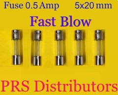 Fuse 0.5A 250V 5X20mm FAST BLOW QUICK BLOW Glass Fuse 0.5 Amp 5 pieces USASELLER