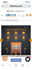 Elitech HVAC Digital Manifold Gauge 2-Way Valve AC LMG-10 for Refrigeration