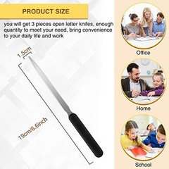 3 Pcs Letter Opener Set Stainless Steel Blade Mail Slitter Knife Office Tool