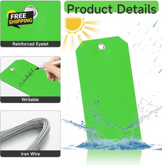100Pc Shipping Tags w/Wire Green Inventory Parts ID Tags 6-1/4×3-1/8 Labels