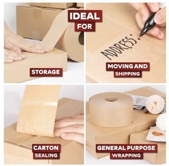 2.75 x 375 Feet Brown Packing Tape Gummed XFasten Paper Mailing Sealing 5 Rolls