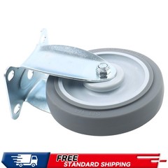 4 Pieces 5″ Industrial Casters Heavy Duty Fixed Rubber Casters 1400 Pounds Grey