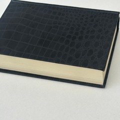 Fiorentina Italy Black Croc Embossed Leather Journal Unlined Hardcover Notebook