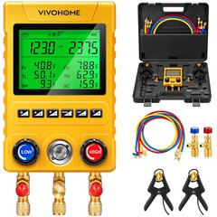 Digital HVAC Manifold Gauge Set Refrigeration AC Gauges for R1234yf R134a R410a