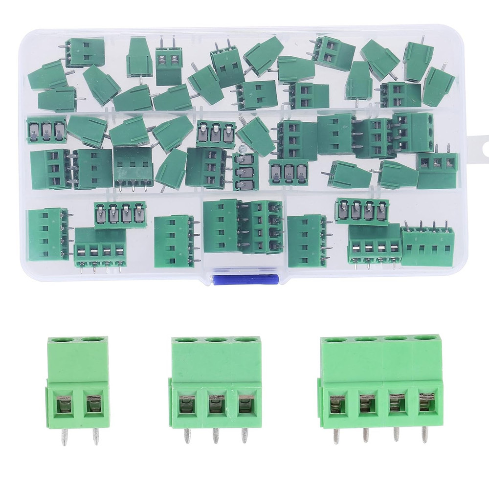 50PCS 5.08Mm 0.2″ Pitch PCB Mount Screw Terminal Block Connector, 2P 3P 4P Termi