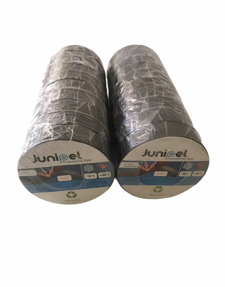 20 Rolls 66 FT Big All Purpose 0.7″ Inch PVC Black Insulated Electrical Tape Lot