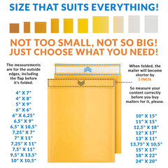 Gold Kraft Bubble Mailer Envelopes 8.5 x 13 Inch 25 Pack Mail Padded Envelopes