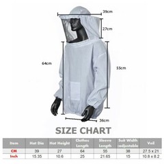 Protective Safety Beekeeping Jacket Veil Suit Bee Keeping Size L Suit Smock USA