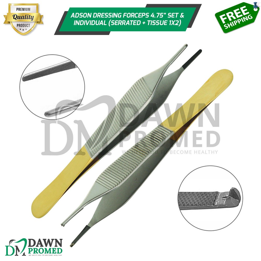 T/C Adson Tissue Forceps 1×2 Rat Tooth & Serrated Teeth Surgical German Grade