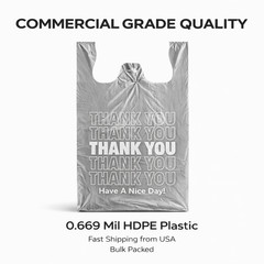 Bags Extra Large 18 x 8x 32 Gray Thank You T-Shirt Plastic Grocery Shopping Bags