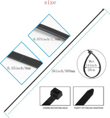 36 Inch Heavy Duty Zip Ties 175LB Extra Long UV Resistant Outdoor Black