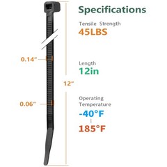2000 Pack 12″ Cable Ties – 45 LBS Tensile Strength