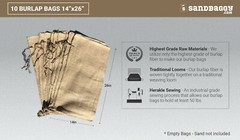 10 14×26 Burlap Bags, Burlap Sacks, Sandbags, Gunny Sack, Potato Sacks, Sack