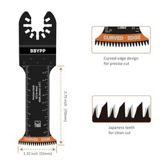 6pcs Curved Japanese Tooth Oscillating Saw Blades Mixed packed (6pcs), Black