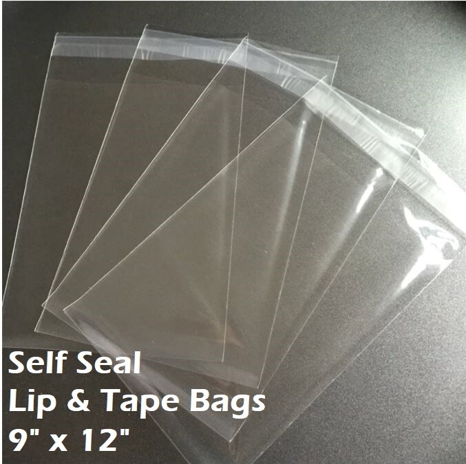 9″ x 12″ Clear Recloseable Self Seal Adhesive Lip & Tape Plastic Cello Bags