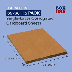 Large 36″ x 36″ Corrugated Cardboard Sheets – 5-Pack Bulk for Moving & Storage