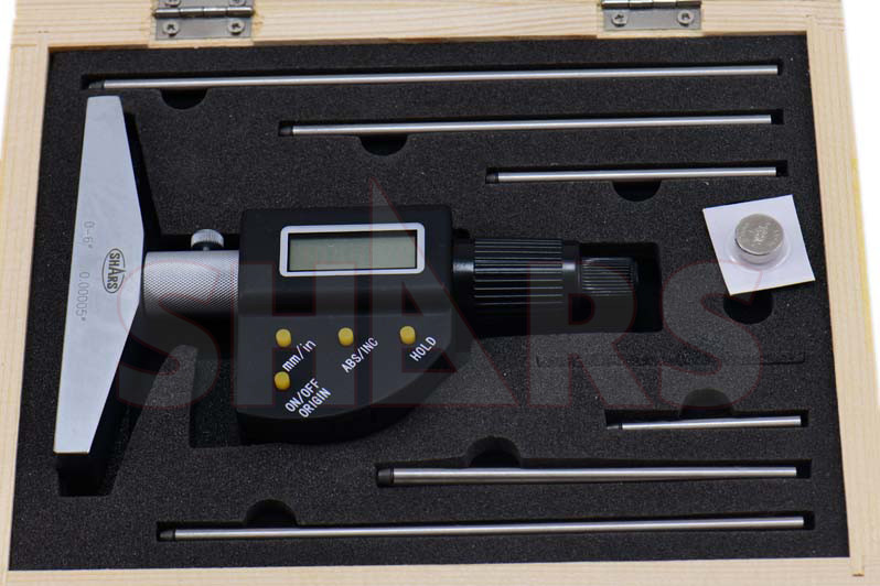 SHARS TOOLS 0-6″/152.4mm Electronic Depth Micrometer! #]