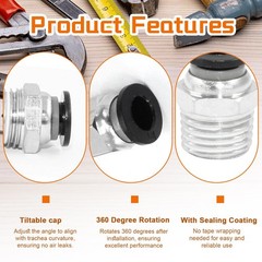 12 Pcs Push to Connect Fittings 1/4 Inch Tube OD x 1/4 Inch NPT Thread, Male Str