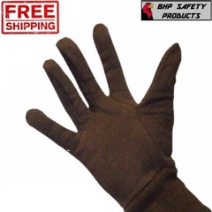 Brown Cotton Jersey Work Gloves, Large – Mens Size – Gardening General Purpose