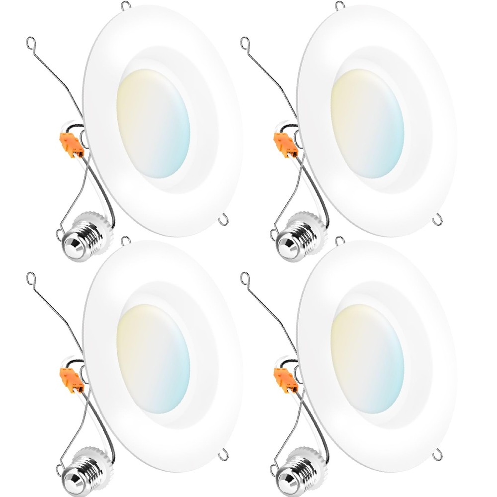 Sunco 6 Inch LED Can 4 Pack, 5 CCT in One (2700K, 3000K, 3500K, 4000K, 5000K)