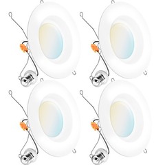 Sunco 6 Inch LED Can 4 Pack, 5 CCT in One (2700K, 3000K, 3500K, 4000K, 5000K)