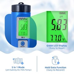 YINMIK pH Salt Meter 5 in 1 TDS EC Salinity Tester for 5 IN 1 Blue Color