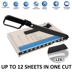 Paper Trimmer 12″ x 12″ Guillotine Blade Paper Cutter Multiuse for Home & Office