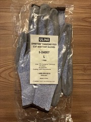 ULINE DYNEEMA Diamond Flex Cut Resistant Gloves Size L S-24007 BRAND NEW PPE