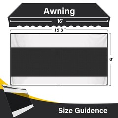 RV Awning Sun Shade Screen 8’×15’3”(Fit for 16′ Awning),Mesh Oxford Sunscr