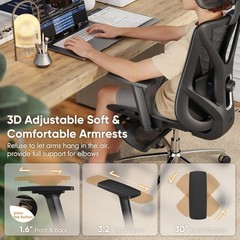 Office Chair with Footrest, 135° Reclining Desk Chair with Adjustable Lumbar Sup