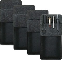 Outus 4 Pack Pocket Protector, Leather Pen Pouch Holder Organizer for Black