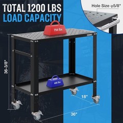 WORKPRO 36″×18″ Welding Table 1200 lbs Load Capacity 5/8″ Hole Welding Workbench