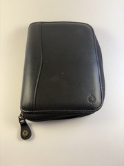 Franklin Covey Black Nappa Leather Compact Planner Organizer Binder 7 in Zipper