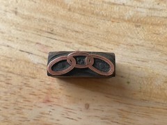 Printing Letterpress Printers Block Copper Oddfellows Rings FLT (530)