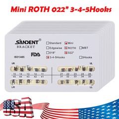 10Packs Dental Orthodontic Metal Brackets Braces Mini Roth.022 Hooks 345 Ortho