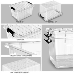 Cetomo Lidded Storage Bin, Stackable Storage Box with Lid and Snap Lock, Clea…