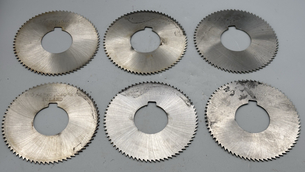 Lot of 6 Globus 2-3/4″ x .040″ Thick HSS Slitting Saws 72 Teeth 1.00″ Arbor Hole