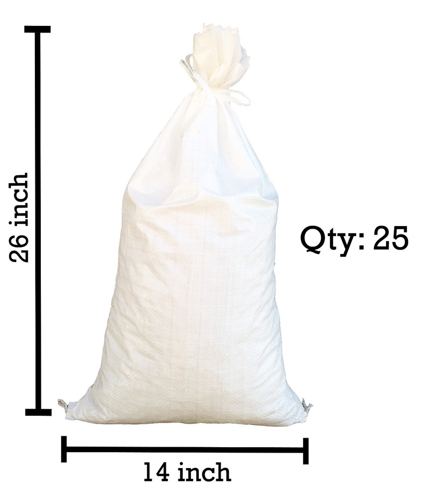Sandbags – 25 White 14″ x 26″ -Sandbag Sand Bags Bag Poly by Sandbaggy