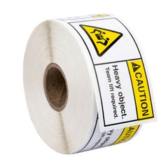 6 rolls 500 labels per roll 3”x1.5” CAUTION HEAVY OBJECT TEAM LIFT REQ. Labels