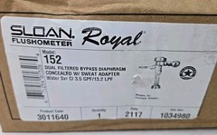 SLOAN Royal Flushometer Model 152 Dual Filtered Bypass Concealed 3.5 GPF 3011640