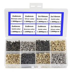 1600 Pcs 2MM Small Screws Flat Head Cross Micro Woodworking Kit Gold Black