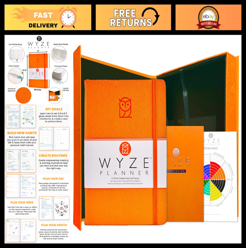 Undated Daily Planner B5 – 1-Year Productivity Organizer, ADHD Friendly, Goal Se
