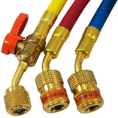 Uniweld Manifold Hoses 60in Red and Blue with EZ Turn Yellow with Ball Valve CFC