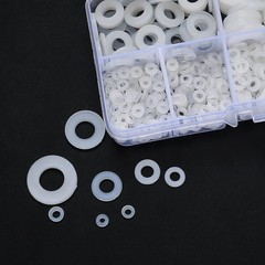 650Pcs White Nylon Flat Washer Assortment Kit M2-M10 Household Electrical
